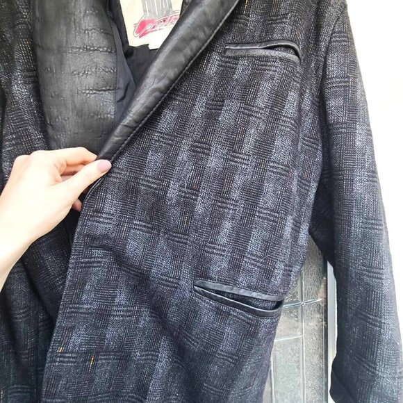 Vintage Dual Control Wool Blend & Leather Mens Jacket Grandpa Downtown Coat MED - Picture 6 of 9